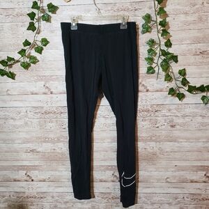 Nike Black Active Leggings Gym Check Logo Fitness Workout Womens